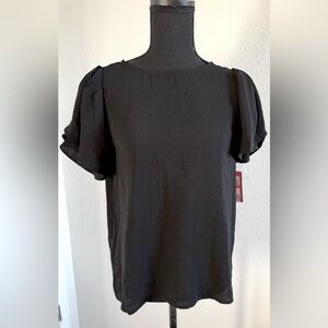 Vince Camuto NWT Black Puff Sleeve Boxy Blouse